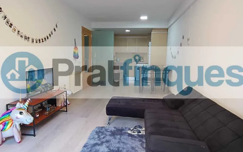 ¡Descubre tu nuevo hogar en el corazón de la ciudad! Este encantador piso de 1 habitación te ofrece todo lo que necesitas para vivir cómodamente. Con una superficie de 61m² construidos y 51m² útiles, disfrutarás de espacios bien distribuidos, como un salón-comedor independiente y una amplia cocina americana de 23m². La habitación doble de 12m² es perfecta para descansar, mientras que el baño completo con bañera añade un toque de lujo a tu rutina diaria. La orientación oeste garantiza luz natural durante toda la tarde, y el balcón es ideal para relajarte al aire libre. Además, el piso cuenta con carpintería exterior de aluminio con doble cristal tipo climalit y suelo de parqué laminado AC5, asegurando confort y eficiencia energética. El edificio seminuevo de obra vista, construido en 2007, dispone de ascensor y una plaza de garaje incluida en el precio. Ubicado en una zona céntrica, tendrás a tu alcance una amplia variedad de servicios comerciales, restaurantes y transporte público. A solo 7 minutos de la parada de metro L9 (Les Moreres),tendrás fácil acceso a Barcelona Capital y al Aeropuerto Internacional de Barcelona. No pierdas la oportunidad de vivir en este acogedor piso que combina comodidad, estilo y una ubicación inmejorable. ¡Ven a visitarlo! Desde Pratfinques, te realizamos todos los trámites de la compraventa y a la obtención de la financiación hipotecaria, liquidación de los impuestos y, inscripción registral. -              El precio de venta del inmueble, no incluye impuestos ni tasas. (ITPADJ) -              La plusvalía (Impuesto sobre el Incremento de Valor de los Terrenos Urbanos) es a cargo del vendedor. -              En Pratfinques, NO COBRAMOS LOS HONORARIOS AL COMPRADOR, están incluidos en el precio de venta publicado.